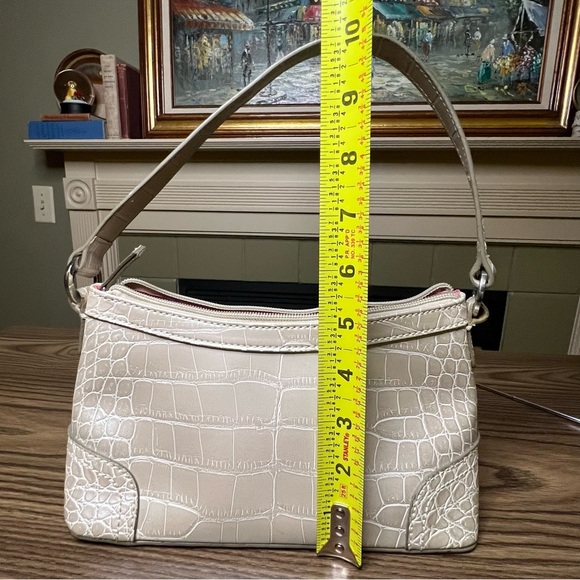 Tommy Croc-Embossed Beige Handbag - Picture 9 of 11